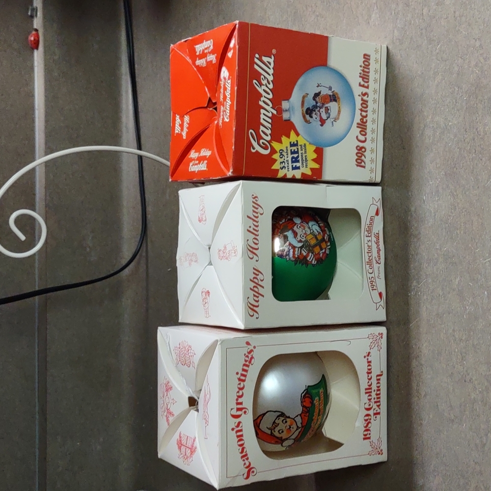 Vintage Campbell's Soup Ornaments 1989 1995 & 1993